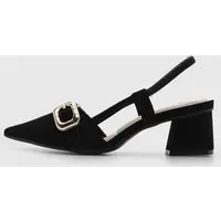 Scarpin Feminino cê Fivela Salto Bloco Preto