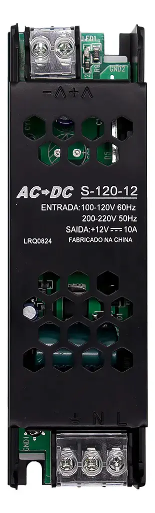 Kit 3 Fonte Chaveada Slim 12v 10a 120w P/ Cftv Fita Led Som Preta LUZTUDO thumbnail 6