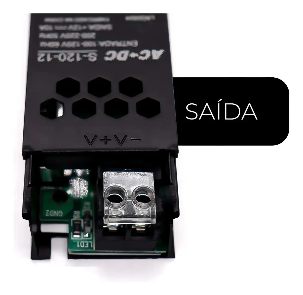 Kit 3 Fonte Chaveada Slim 12v 10a 120w P/ Cftv Fita Led Som Preta LUZTUDO thumbnail 9
