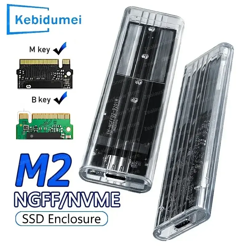 M.2 nvme pcie caso ngff protocolo sata ssd caso claro usb tipo c 10gbps pci-e m2 ssd transparente gabinete externo caixa de disco rígido