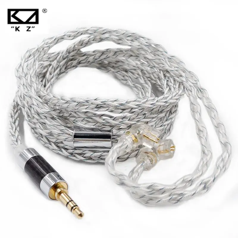 Kz fones de ouvido cabo 8 núcleo prata azul híbrido 784 núcleos banhado a prata cabo atualização 2pin 3.5mm plug heaset fio kz zsxpro zs10pro