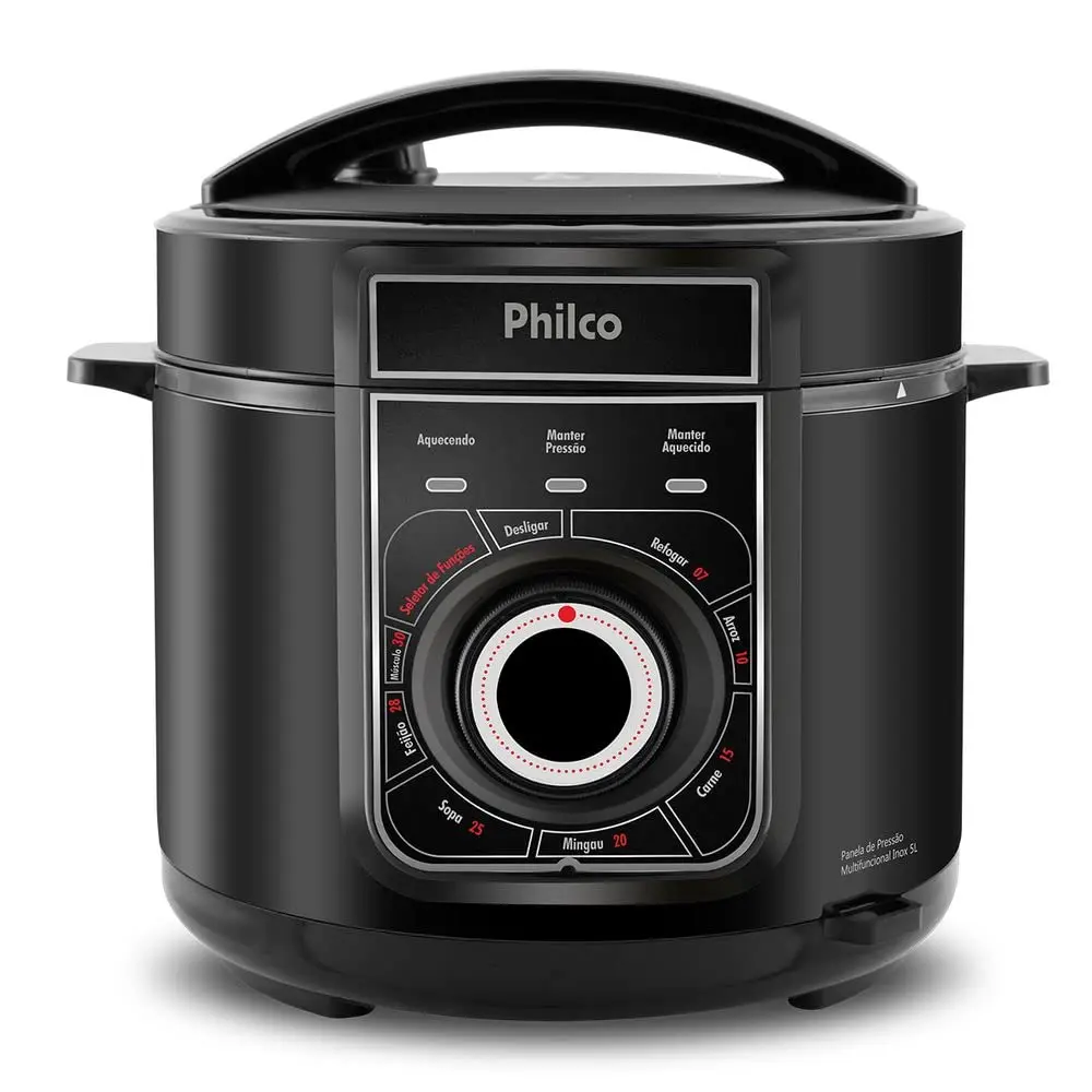 Philco Panela de Pressao Multifuncional Inox PPP02PI 127V, Preto 5 Litros