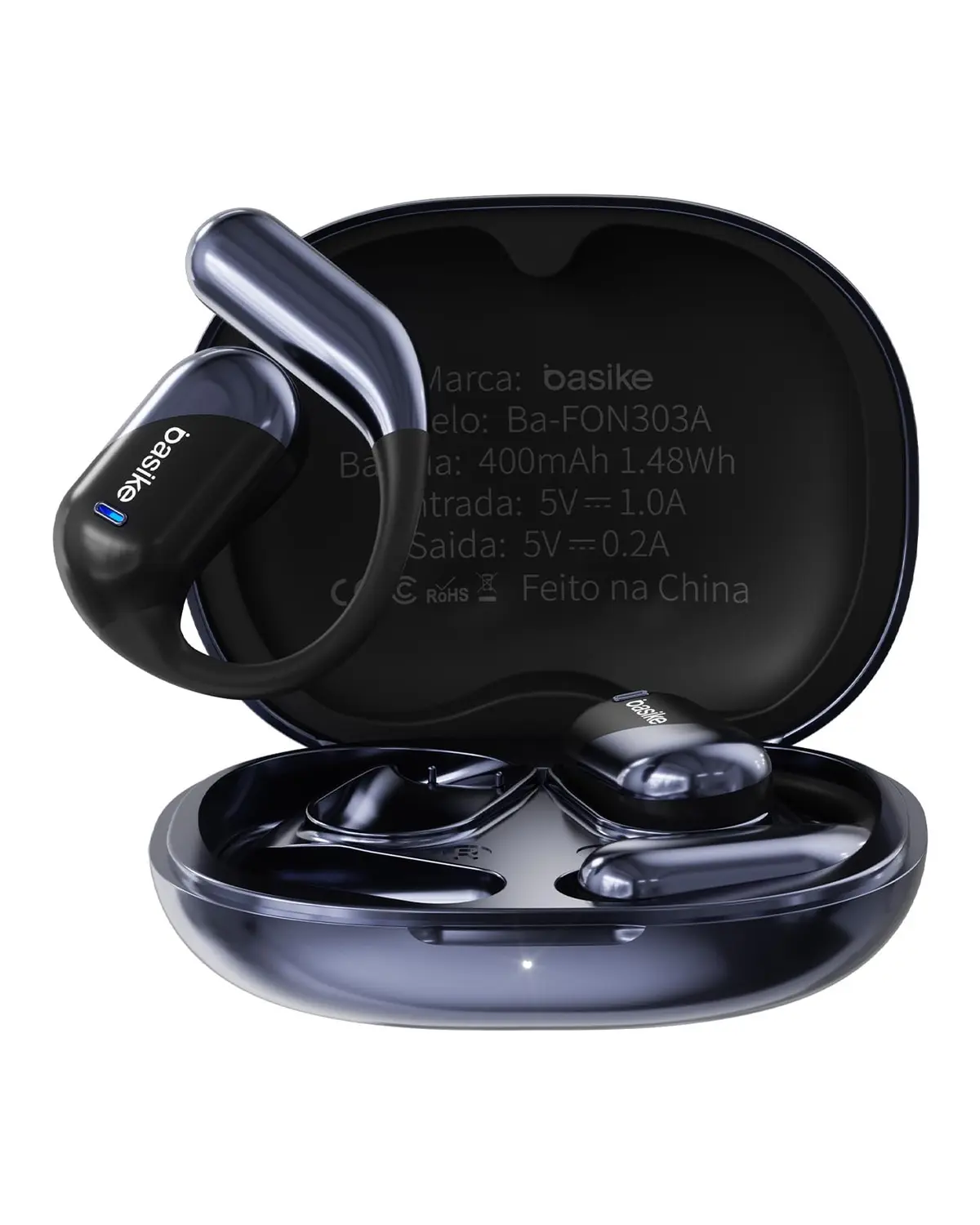Fone de ouvido Bluetooth, Basike Ba-FON303A OWS Fone sem Fio(Azul) | Bluetooth V6.1, 8h de Reprodução, 100 Horas em Standby, Compatível com Assistente de Voz para Corrida/Exercícios