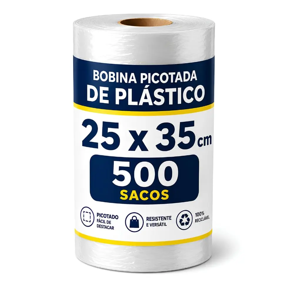 Bobina Picotada Fina para Alimentos Que Vai No Freezer 25x35 cm 500 Sacos P/ 2 kgs