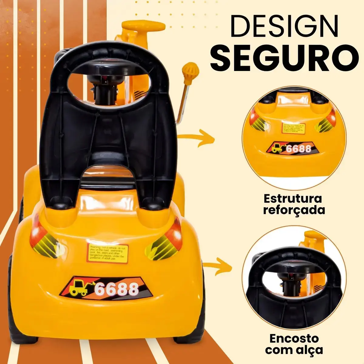 Trator De Brinquedo Escavadeira Gigante Veículo Infantil Cor Amarelo thumbnail 3