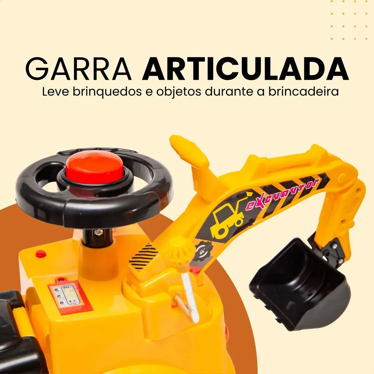 Trator De Brinquedo Escavadeira Gigante Veículo Infantil Cor Amarelo thumbnail 5