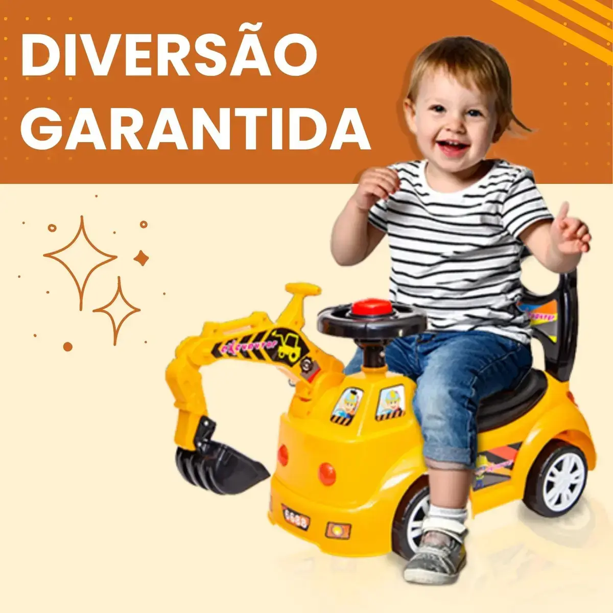Trator De Brinquedo Escavadeira Gigante Veículo Infantil Cor Amarelo thumbnail 7