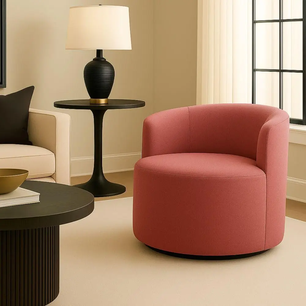 Poltrona Orgânica Duna Curva Design Moderno Estilo Contemporâneo Sala Escritório Confortável (Suede Rose)
