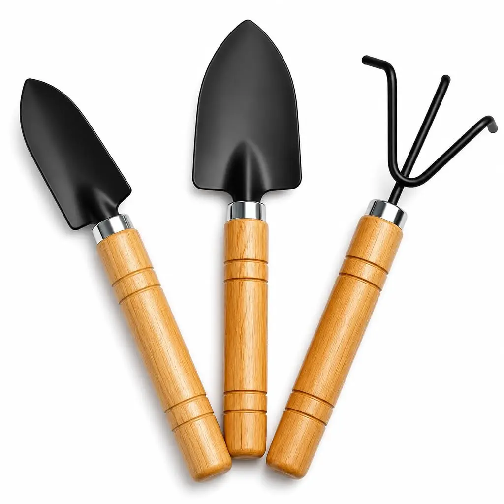 Kit jardinagem aço 3 peças 18cm para horta e jardim