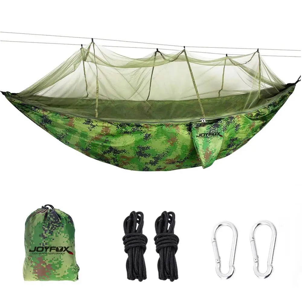 JOYFOX Rede De Dormir Camping Construção Rápida, Portátil Dobrável Rede de Árvore Acampamento (Camuflagem C/Mosquiteiro)