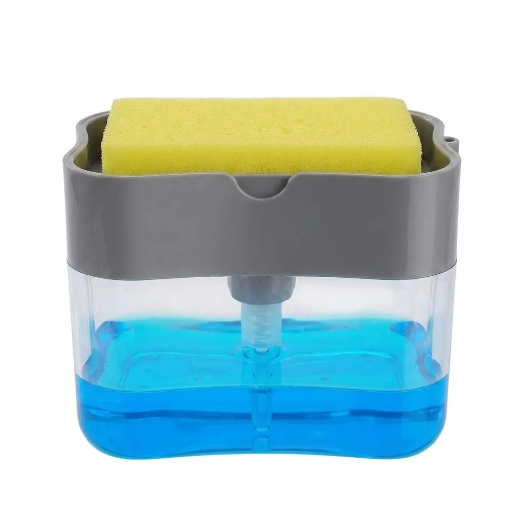 Porta Detergente com Dispenser Suporte para Esponja 650ml Porta Bucha 2 em 1 Sabão Para Pia