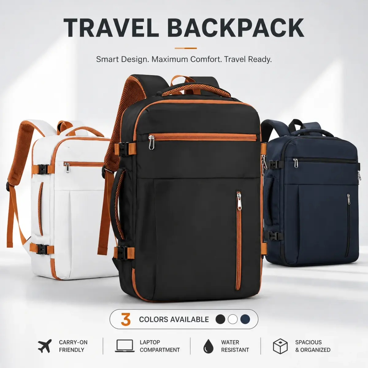 Mochila de viagem grande para atividades ao ar livre, mochila para laptop, mochila de mão à prova d'água, mochila casual para negócios, viagens e trabalho.