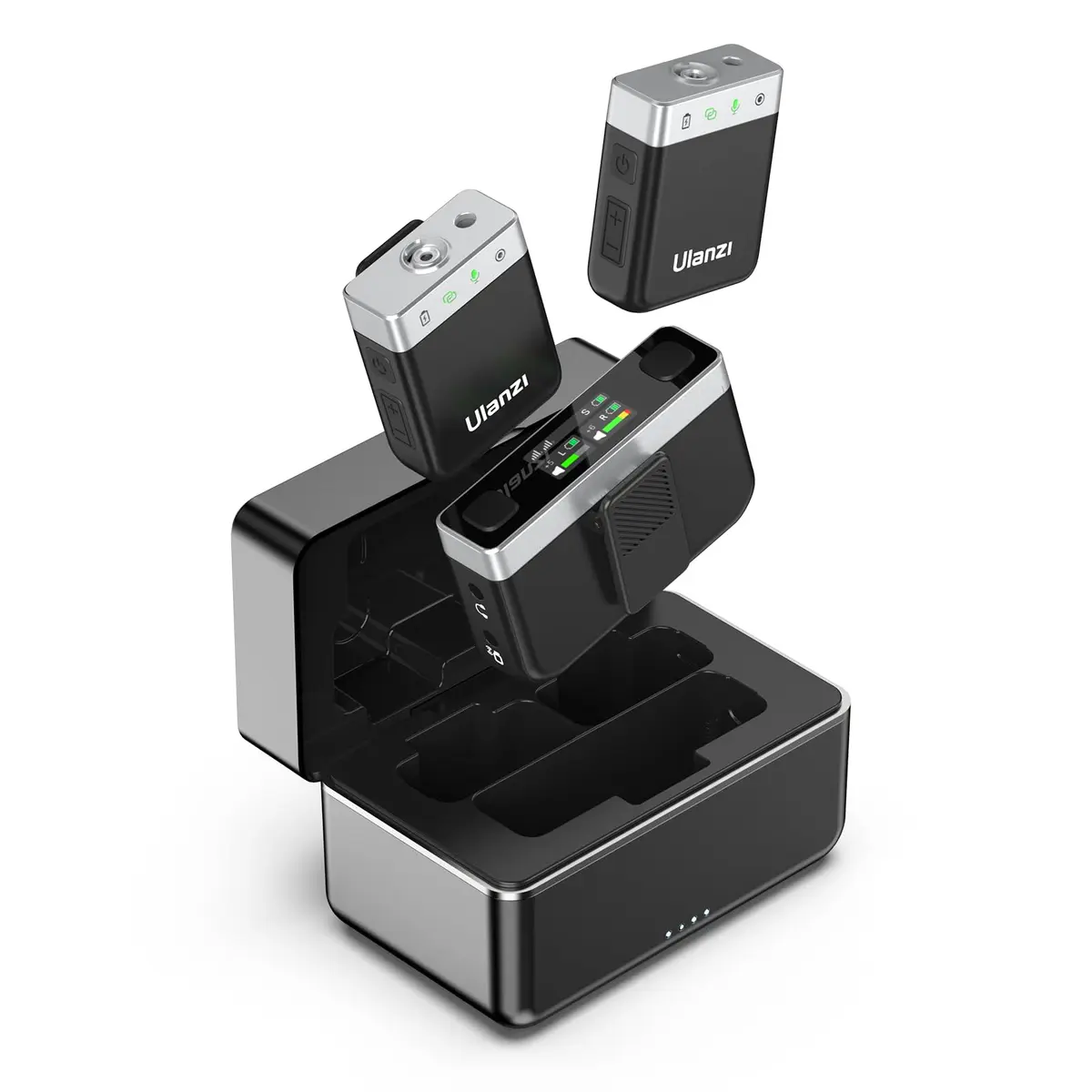 ULANZI AM18 Microfone de lapela sem fio, U-Mic Lavalier Lapel Mic com alcance de 656 pés, cancelamento de ruído LCF, bateria de 20 horas, microfone compacto sem fio para câmeras DSLR/iPhone/Android