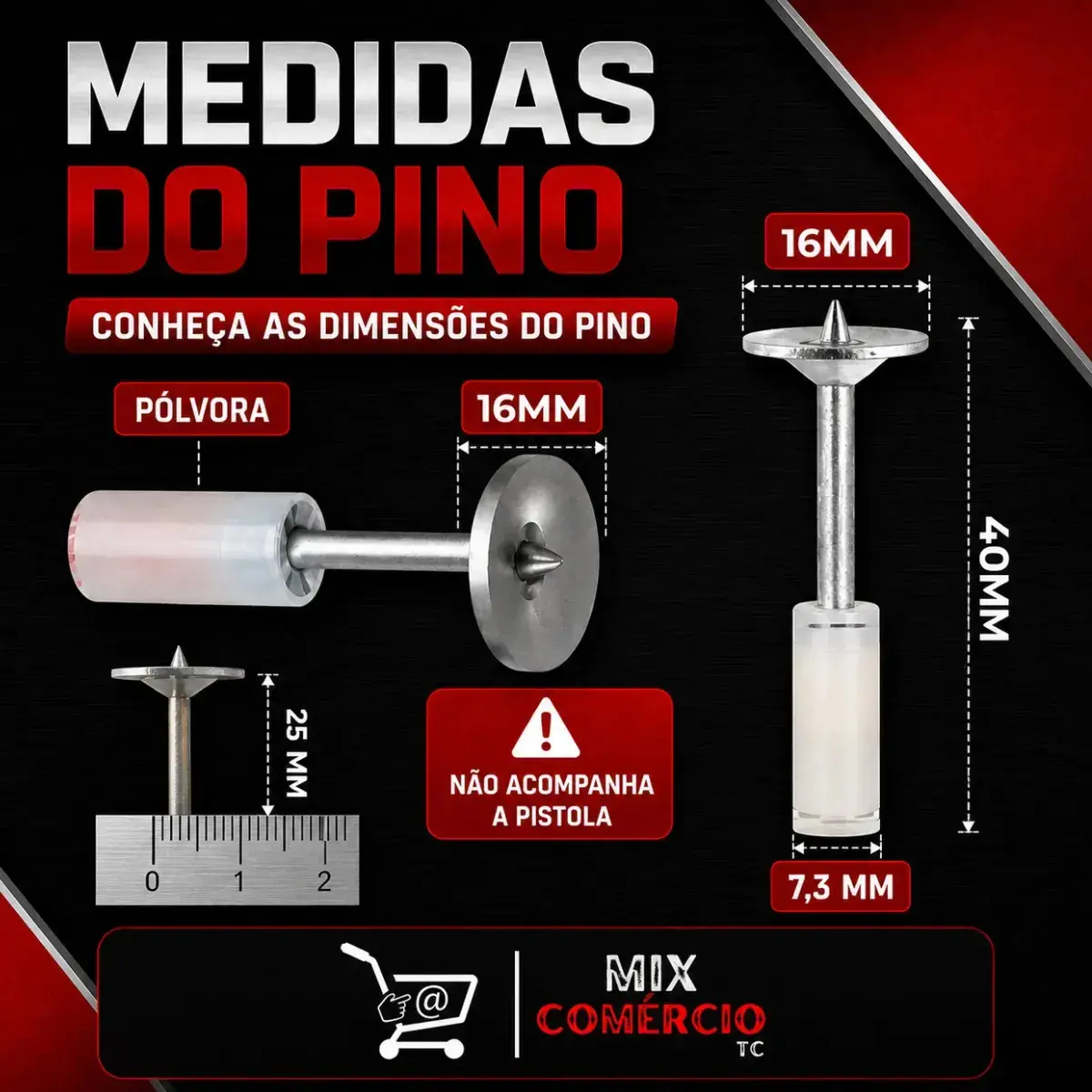 Pino Arruela Para Pistola Finca Pino de Fixação Kit com 100 Unidades 40mm Uso Profissional para Drywall Gesso Madeira Concreto Chapas Metálicas Steel Frame Rebite thumbnail 5