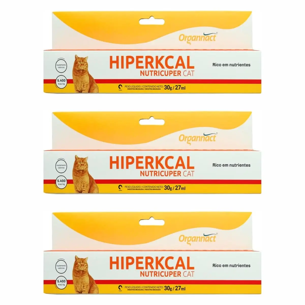 Kit 3 Hiperkcal Nutricuper Cat Organa 30g Suplemento Hipercalórico para Gatos Recuperação e Energia Casa Buritis