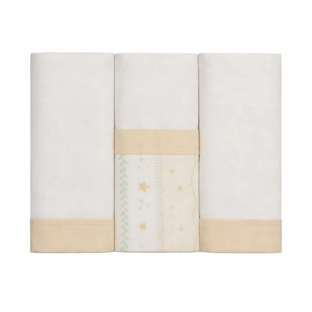 Paninho de Boca Papi Encantos 30 cm x 30 cm - Contém 3 Unidades, Estrelas e Folhas