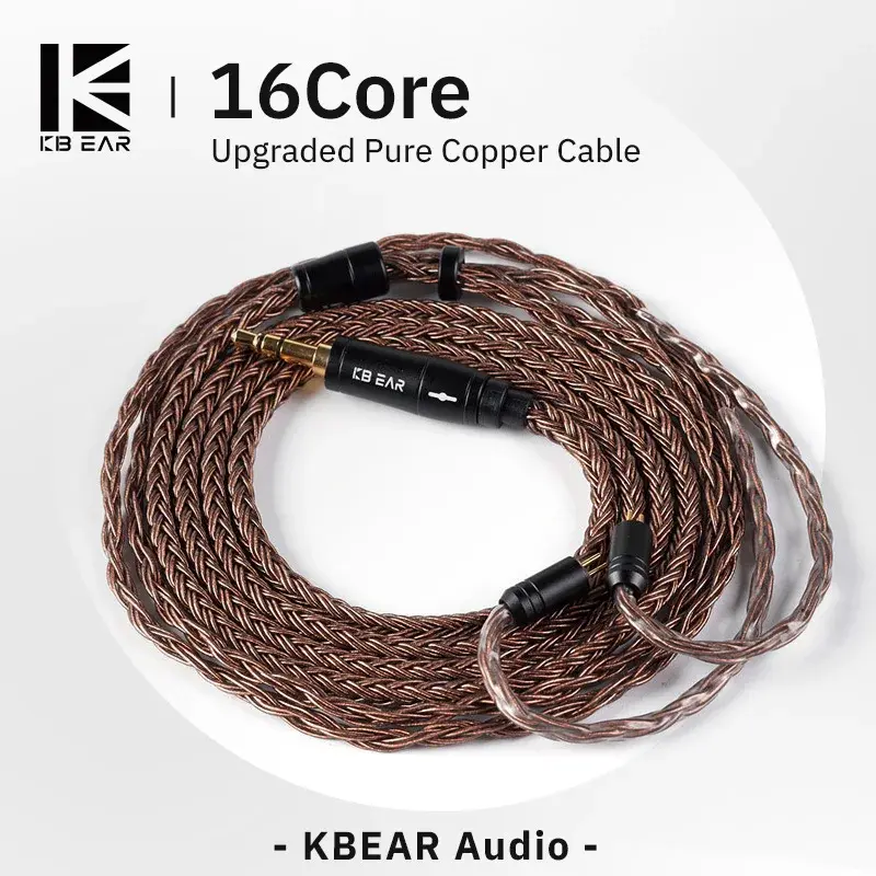 Kbear cabo de fone de ouvido de cobre puro, 16 núcleos, 2 pinos/mmcx/qdc, conector de fones de ouvido, uso para kz edx zsn pro loiro BL-03 kbarr ks1
