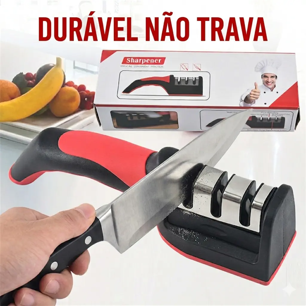 【OFERTA RELÂMPAGO】Afiador de Facas 3 Estágios | Material Aprimorado, Afiação Simples e Rápida para Cozinha e Tesouras - 1