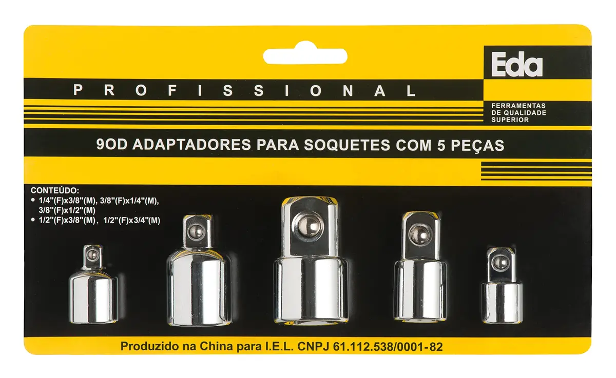 Eda 5 Adaptadores para Soquetes Cromo Vanádio Eda