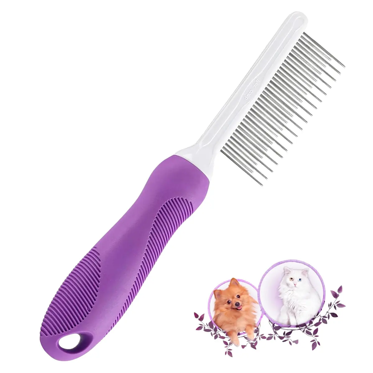 Pente Profissional Desembaraçador para Cães e Gatos com Pelos Embolados – Aço Inox com Dentes Longos e Curtos, Remove Nós, Tangles e Subpelo com Segurança