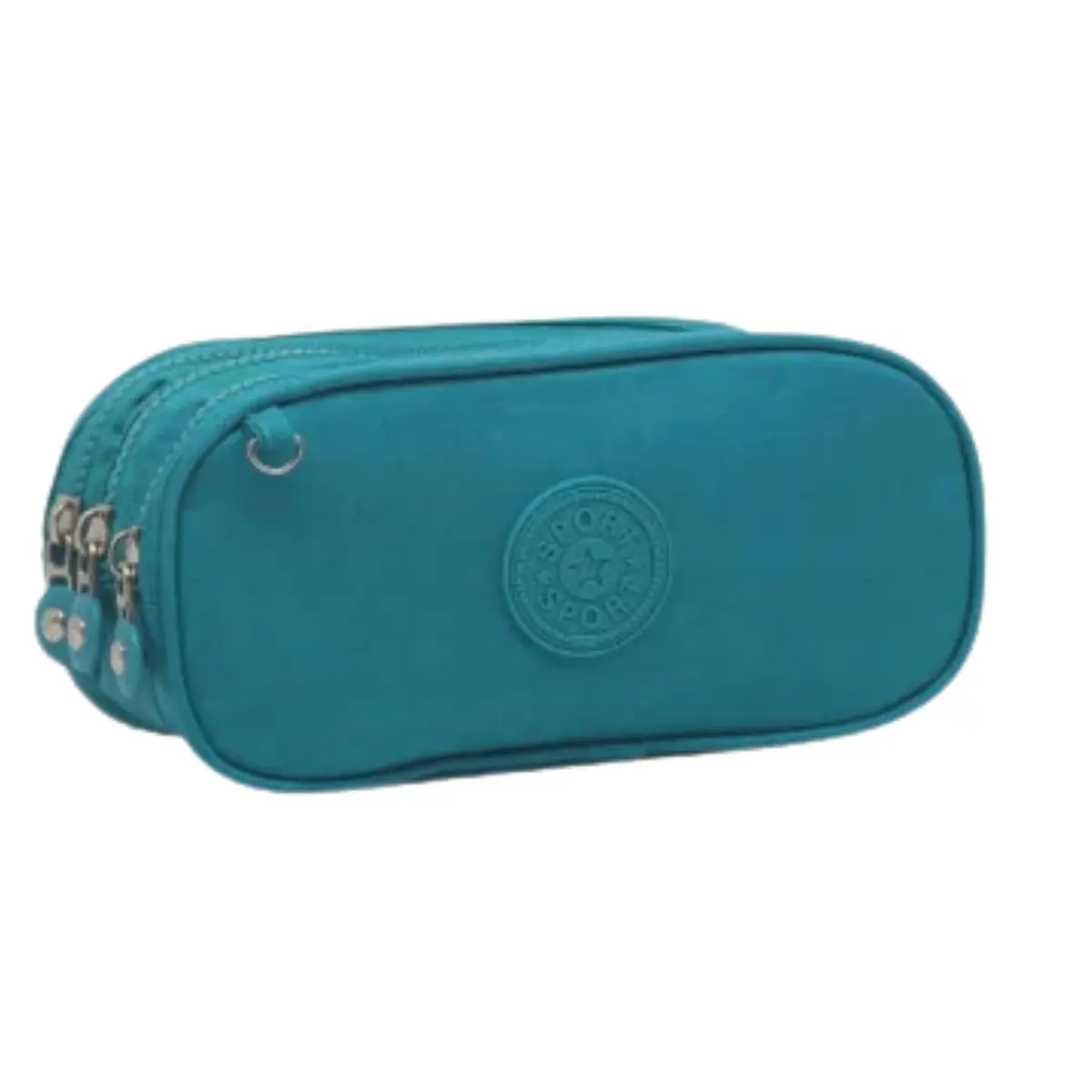 Estojo Escolar Box, Grande, com 3 Compartimentos e 14 Elásticos, Feminino, Masculino, Zíper e Tecido Resistentes (Verde)