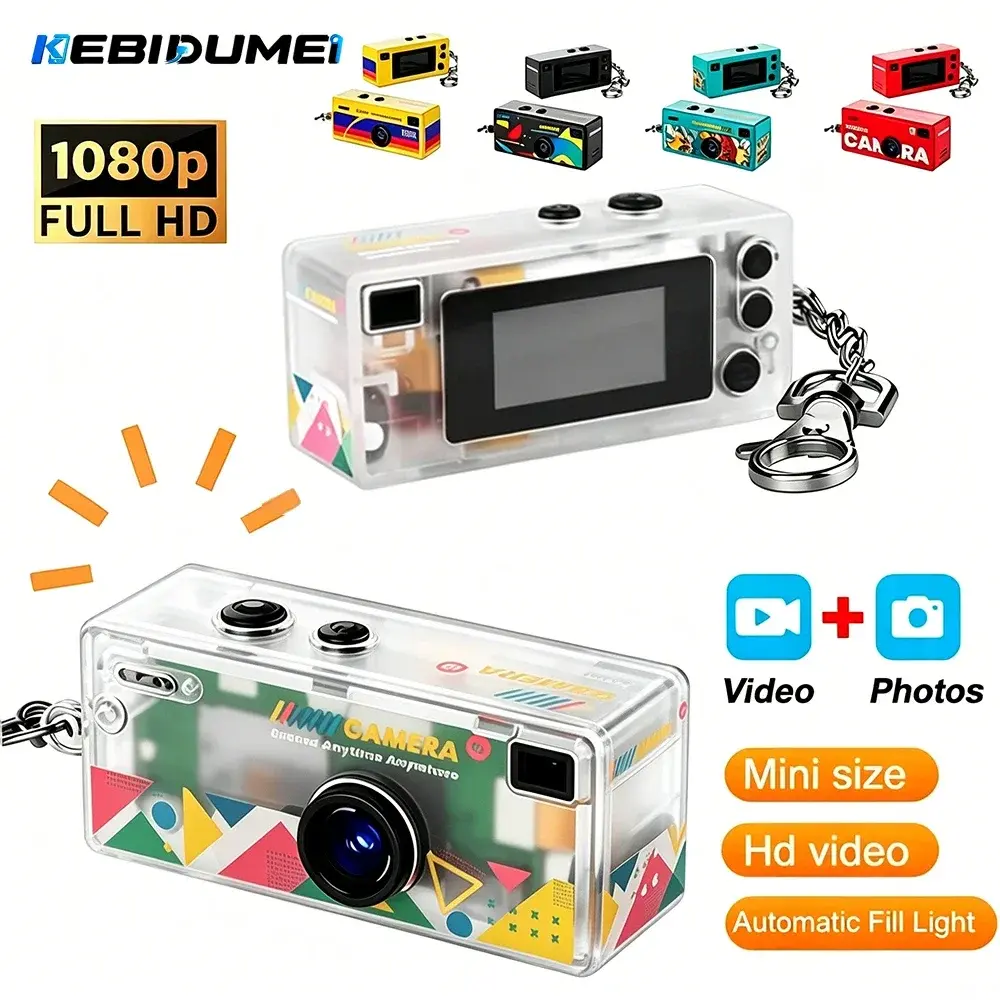 Câmera de Ação Mini Retro KEBIDUMEI com Suporte para Cartão de Memória, Câmera de Chaveiro Compacta de 0.96 polegadas 1080P, Filmadora Muito Pequena