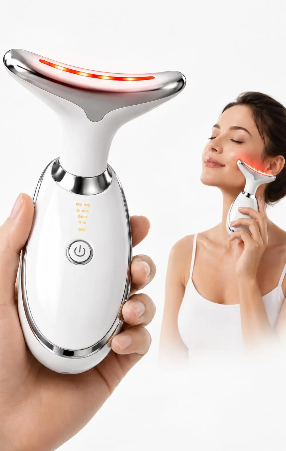 Massageador Facial LED 7 Cores com EMS Recarregável Aparelho Lifting Anti Rugas Rosto e Pescoço, Auxilia na Absorção de Séruns e Cuidados Faciais Rejuvenescimento da Pele - 1