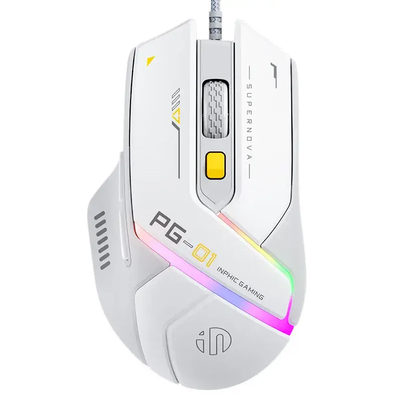 Mouse Gamer com Fio Inphic PG1 PG9 RGB Ergonômico Taxa de Polling de 1000Hz Conexão Estável para Computadores Desktop e Laptop
