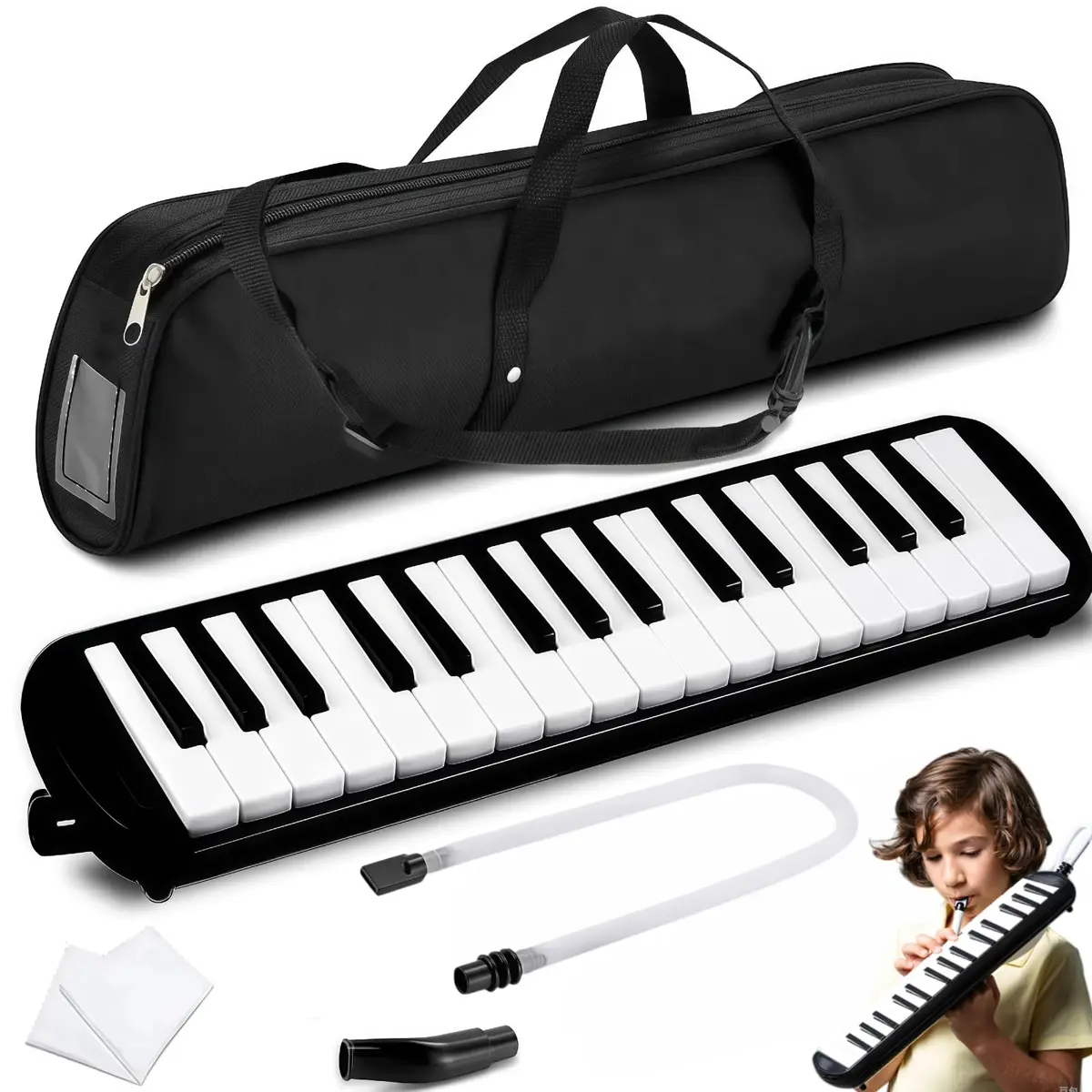 Escaleta Sonata 32 Teclas Profissional Bag com Bocal e Mangueira | Escaleta 32 Teclas Profissional, Melódica de Sopro para Crianças e Iniciantes, Escaleta Melódica para Diversão, Aprendizado