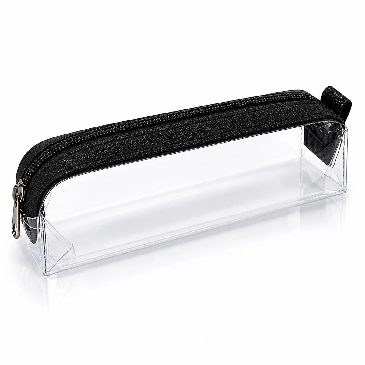 Estojo Escolar Porta Lápis Compacto com Zíper e Canetas (Preto) - 1