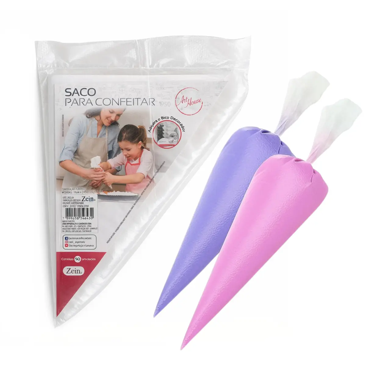 Saco de Confeitar Descartável 100 Unidades – Manga Confeiteiro para Bolo, Cupcake, Glacê e Chantilly – Higiênico e Resistente, Ideal para Confeitaria Caseira e Profissional