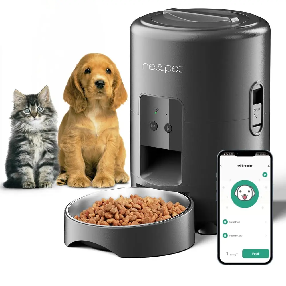 Alimentador Automático Pet, 2L Comedouro para Caes Fácil Comedouro Elevado para Caes, Controle de Aplicativo WiFi - 1