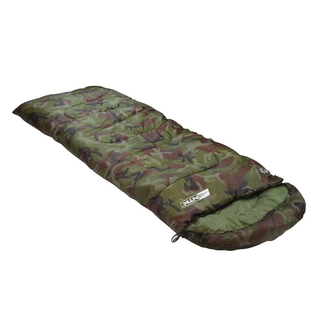 ntk, Saco de Dormir Tipo Sarcófago Viper, com Faixa de Temperatura entre 5°C à 12°C, com Capuz Incorporado e Bolsa de Transporte, Camuflado