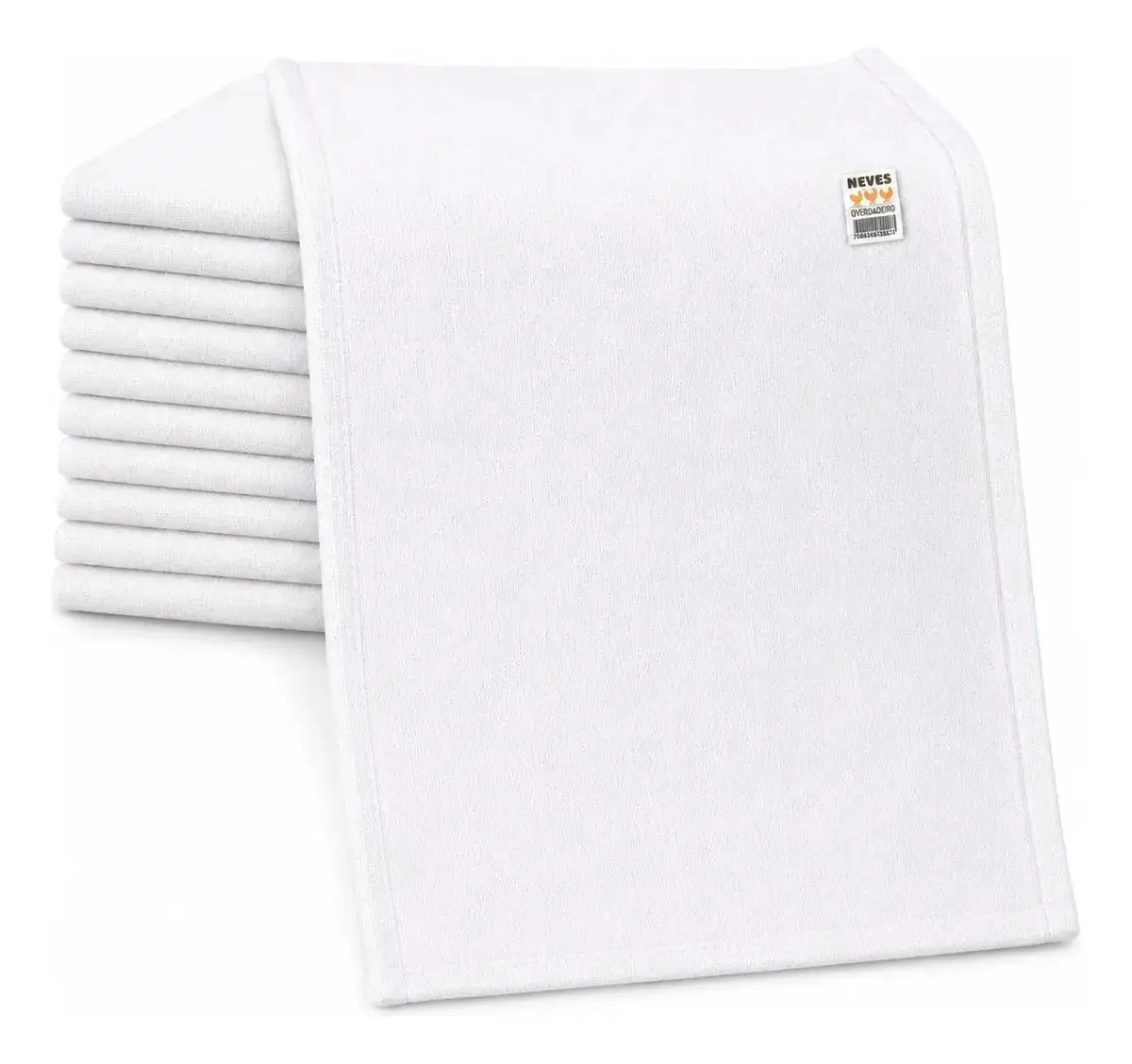 Kit Com 5 Panos de Prato Brancos Lisos de Algodão Pé de Galinha Para Pintar e Bordar Neves