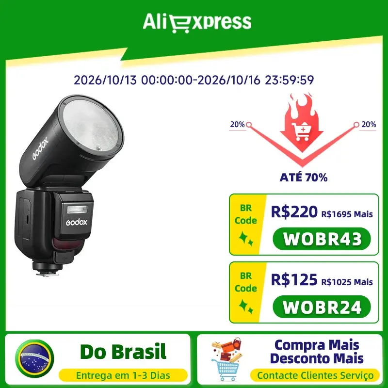 Godox V1 Pro Camera Flash Light, Speedlight, TTL, 2.4G, HSS para DSLR Mirrorless, Canon, Sony, Nikon, Fujifilm, V 1 - 1