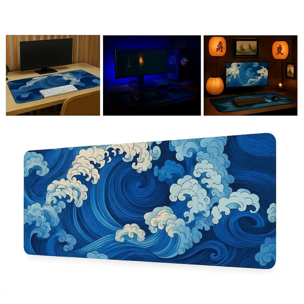 Mouse Pad Gamer Profissional 60x30 Premium Antiderrapante Impermeável Lavável Bordas Costuradas Setup Gamer (Azul) - 1