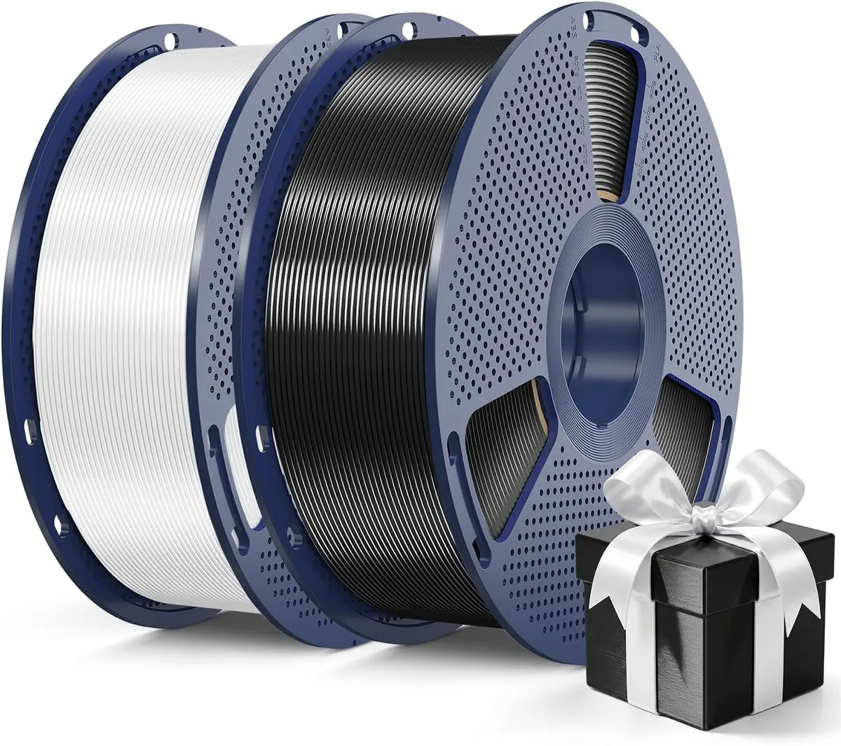 Creatorally Filamento PLA+ Seda 3D 1,75mm 2x500g Preto Branco | Contraste clássico, Efeito brilhante, Fluxo estável, Alta precisão ±0,02mm, Bobina organizada