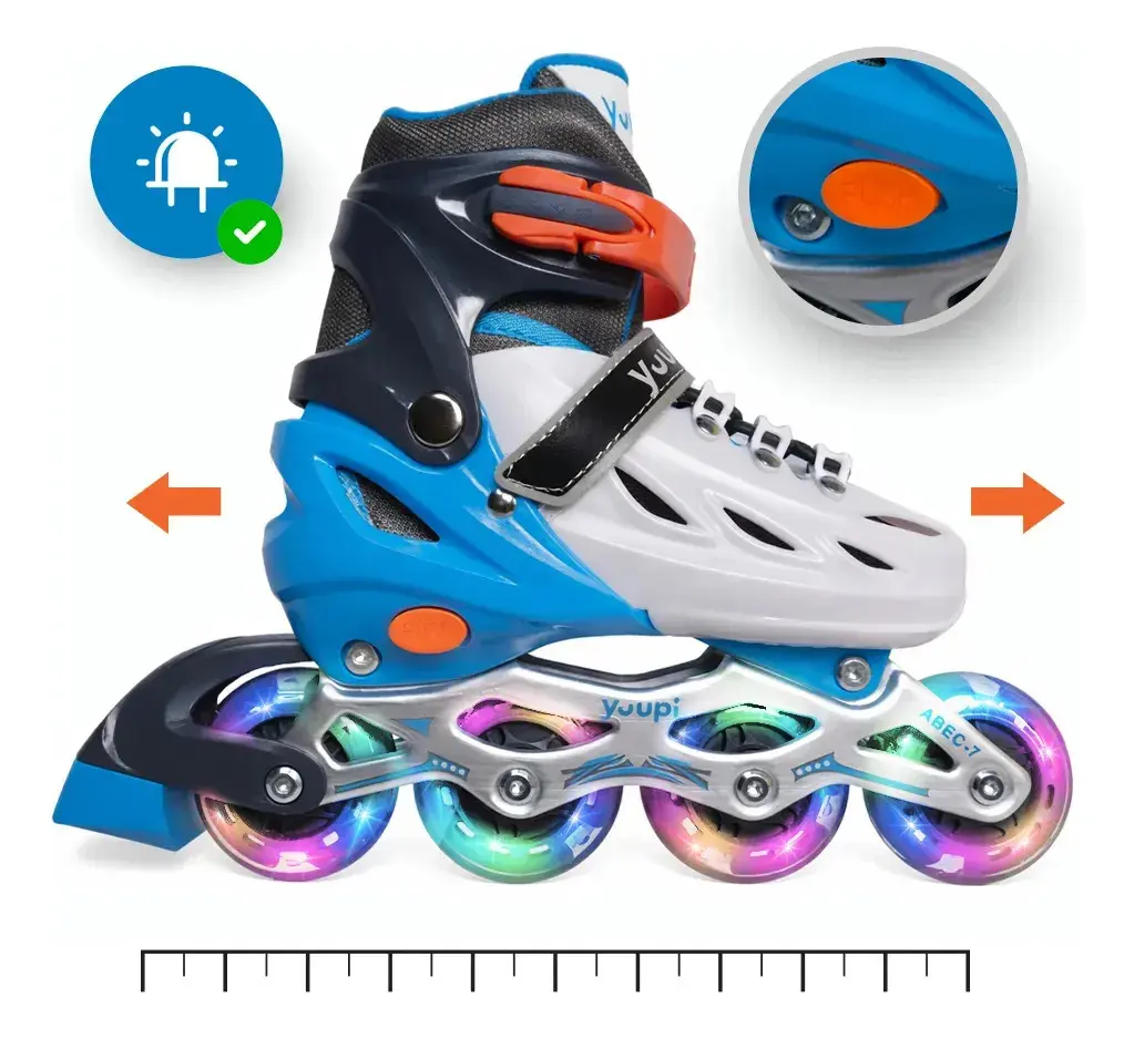 Patins Roller Inline Ajustável Azul P 30-33 Yuupi - 1