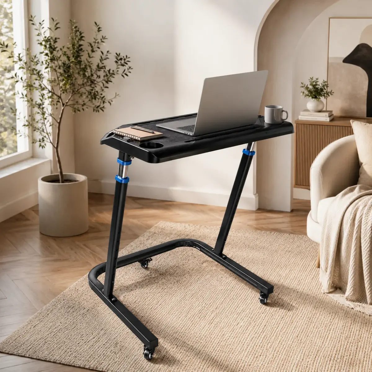 THINKRIDER Suporte Ajustável para Bicicleta Ergométrica de Ciclismo Indoor, Suporte Portátil para Laptop, Mesa Antiderrapante para Treino em Casa