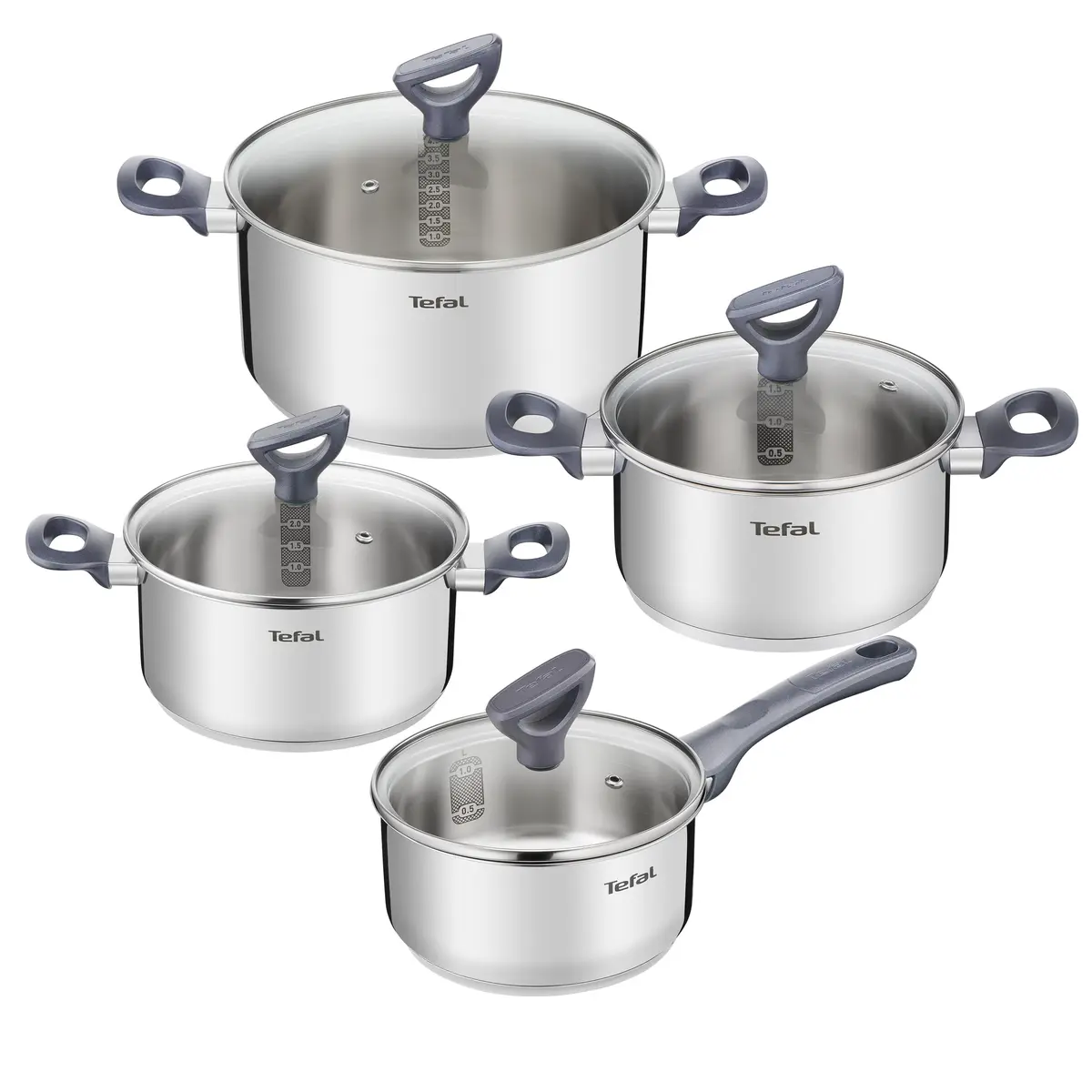 Seb Conjunto de Panelas Aço Inoxidável Daily Cook G6 8 Peças com Cabo Inoxidável Próprio para Lava-Louças Compatível com Indução Cor Prateado