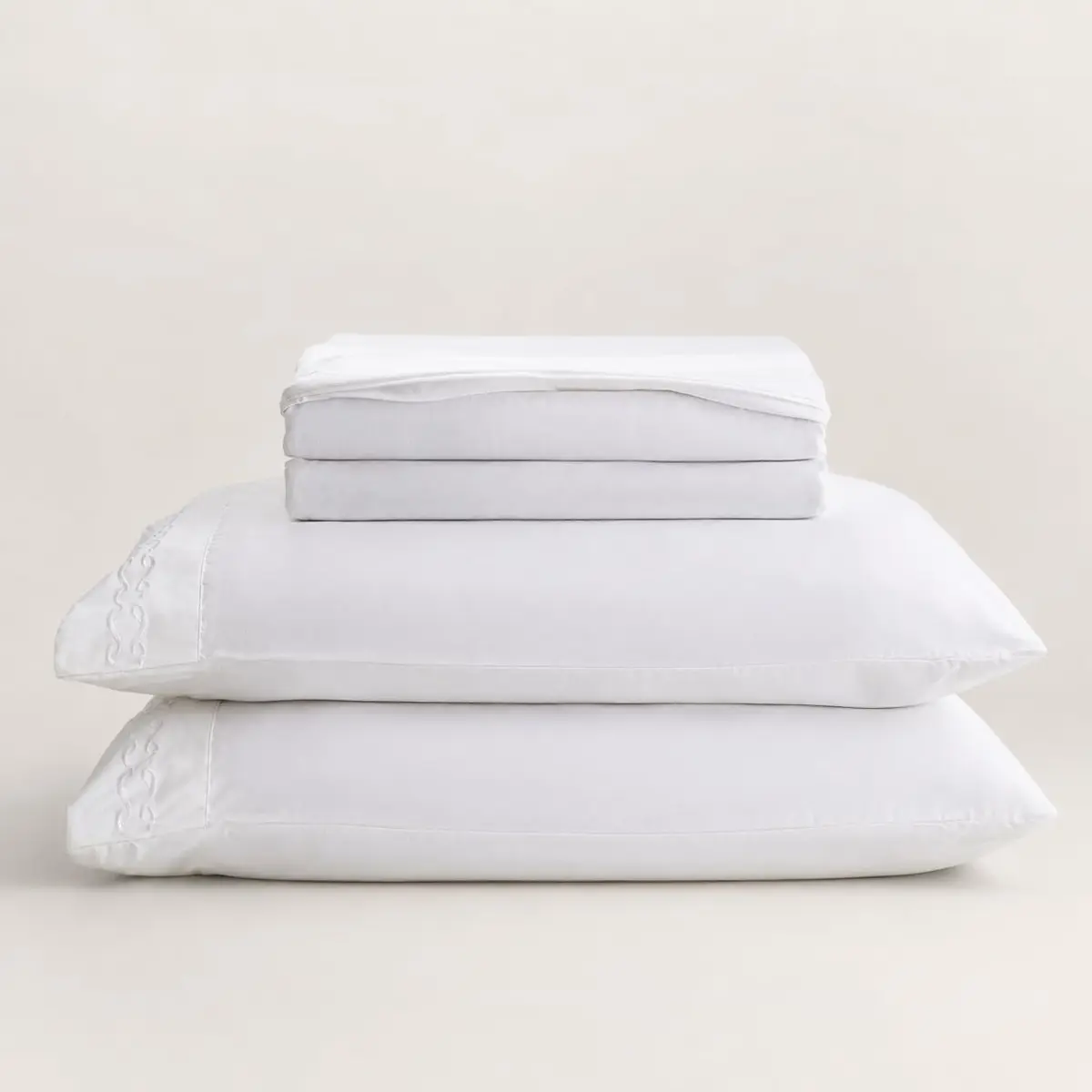LYOR - Jogo de Cama Bordado Casal Duquesa Microfibra Branco - 1