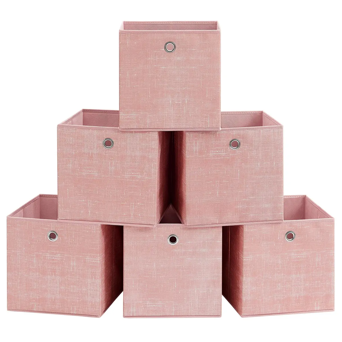 SONGMICS Caixa de Armazenamento, Conjunto de 6, Dobrável, com Alça | Caixas Organizadoras de Tecido Não Tecido, para Estante, Rosa, Coleção TINA BRRFB006R01