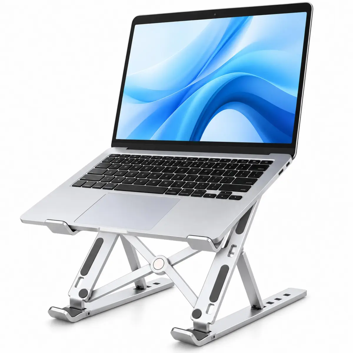 Suporte para Notebook e Tablet em Alumínio Dobrável e Ergonômico | Portátil, Antiderrapante, Ajustável em 6 Ângulos com Altura Regulável, Leve, Premium - 1
