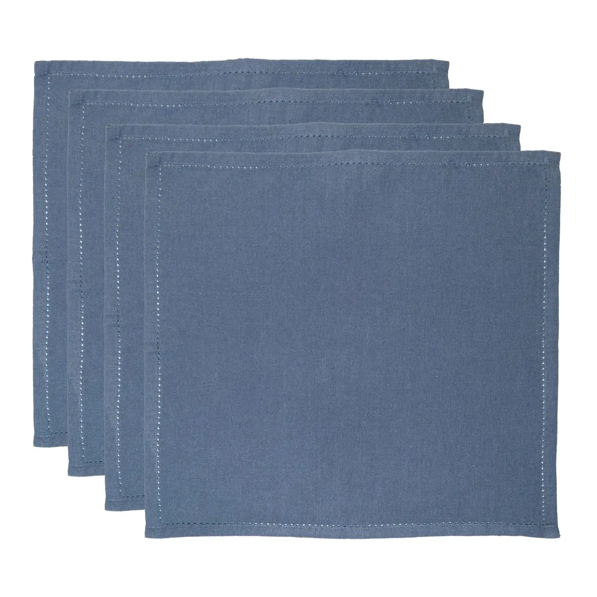 LYOR - Conjunto 4 Guardanapos Momentos 40cm x 40cm Azul Algodão