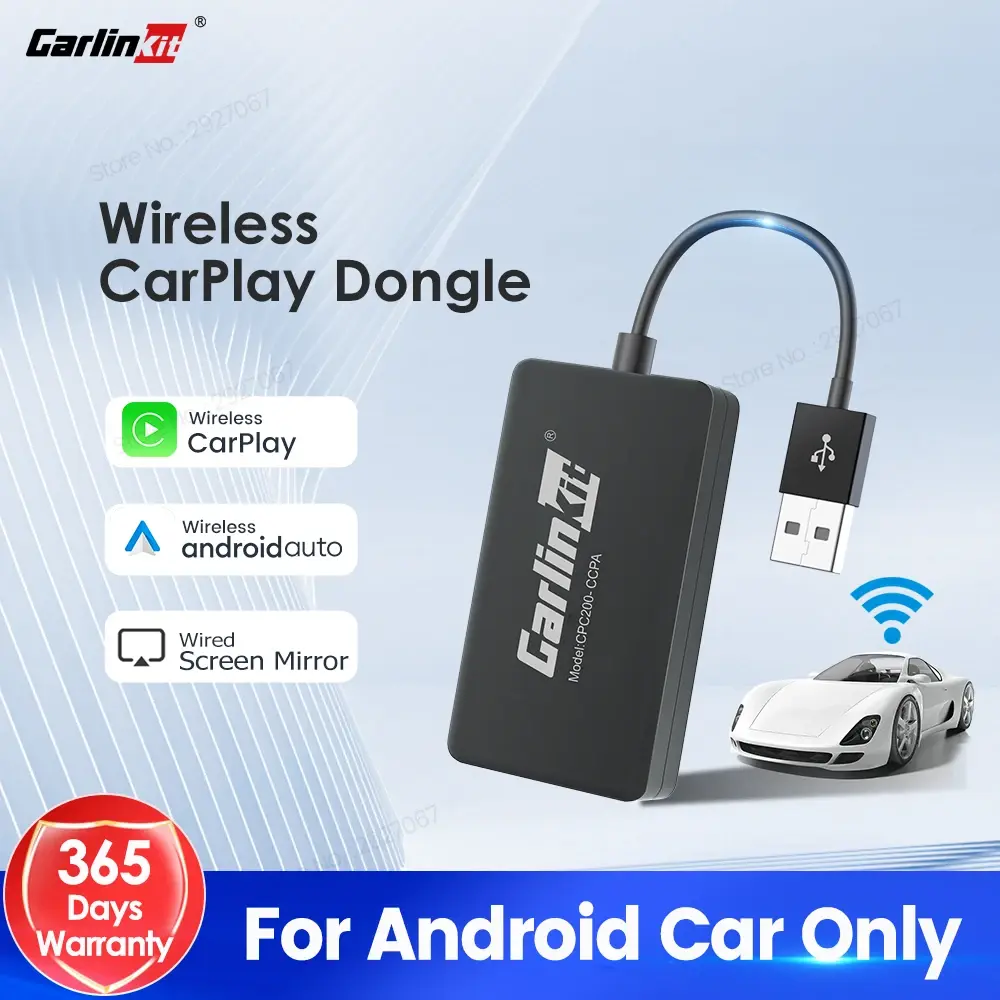 CarlinKit Adaptador CarPlay com fio ou sem fio USB Android Auto Dongle para Android Carro Multimídia Mirrorlink Waze Spotify Autokit - 1