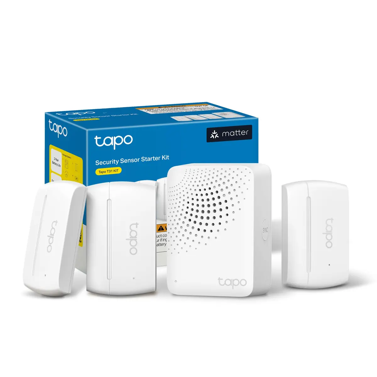 Kit de Iniciação Inteligente Tapo, 3 Sensores e 1 Hub com Carrilhão | Compatível com Matter, Automação Inteligente, Notificações