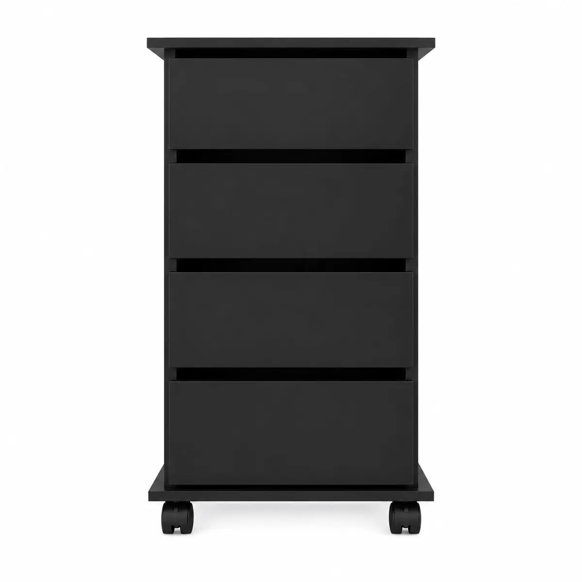 Gaveteiro Organizador 4 Gavetas com Rodízios Móvel Compacto para Escritório e Home Office Preto