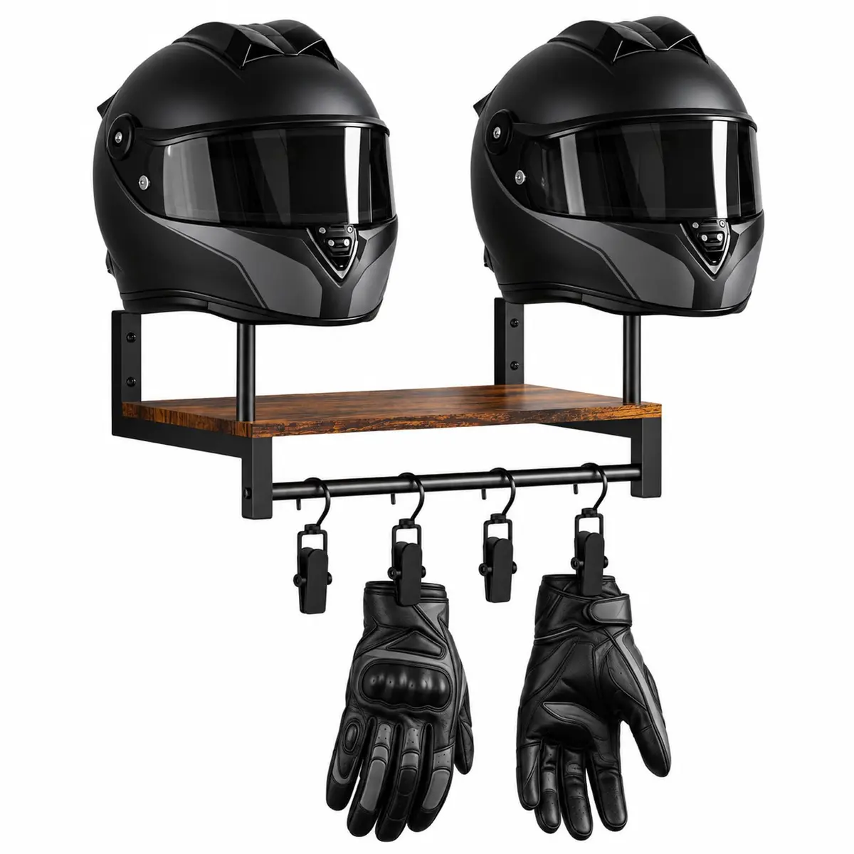 Suporte de Capacete para Exibição na Parede | Resistente em ferro e madeira,até 20-35kg,fácil montagem,para guardar todo o tipo de capacetes e equipamento desportivo
