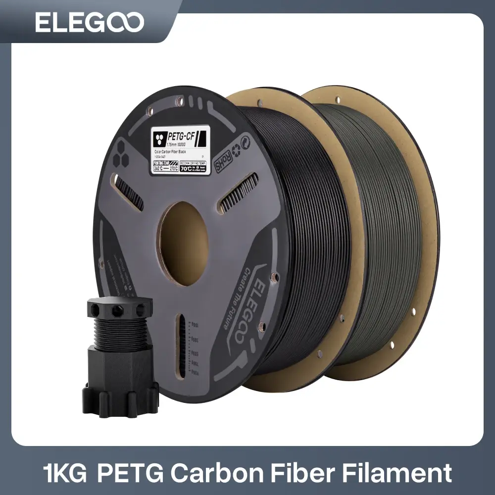 Filamento ELEGOO PETG-CF Fibra de Carbono 1.75 mm Preto Cinza 1KG para Impressora 3D FDM