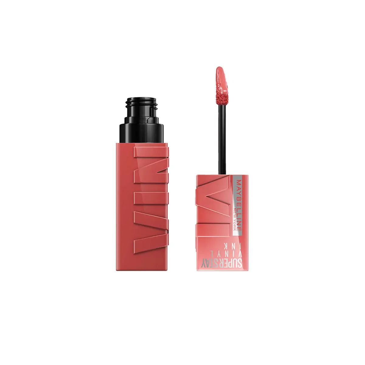 Batom Líquido Vinil Espelhado SuperStay Vinyl Ink Maybelline Peachy 4,2ml | Longa duração de 16h, efeito gloss intenso, brilho instantâneo, não borra nem transfere, fórmula vegana